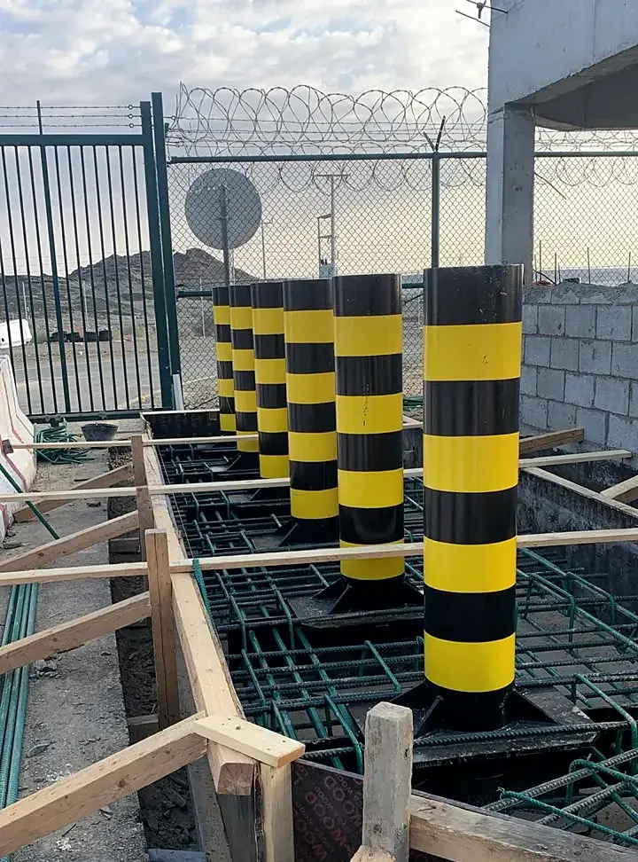 Bollard installation inside a secured compound