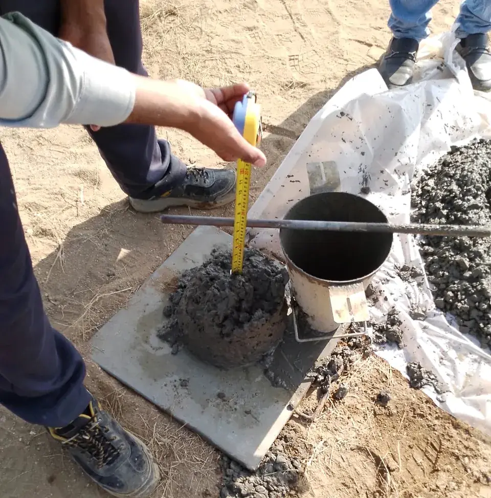 Concrete slump test before the pour